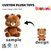 Boneka Beruang Kustom Mainan Hewan Lembut Isi Dakron untuk Hadiah Anak OEM ODM Desain Kustom Plush