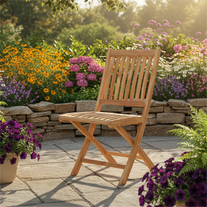 Indoteak Solid Teak <b>Wood</b> Modern Minimalist <b>Folding</b> Dining <b>Chair</b>-Durable Lightweight & Comfortable for Outdoor Use - Product Image 6