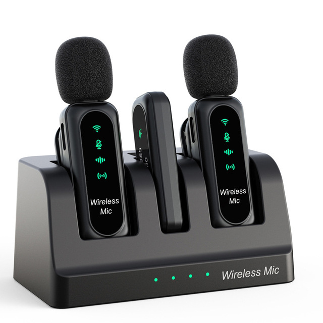 Wireless Desk Microphone for Phone Noise Cancellation Condenser Desktop Microphone with Charging Case