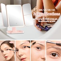 MG9 Vente en gros Miroir de bureau grossissant à double face pliable avec capteur tactile, rechargeable par USB, haute définition, rotation à 180 degrés