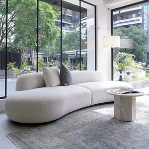Nordico moderno divano in tessuto curvo Set salone di bellezza Area Reception casa tessuto divano Set mobili - Product Image 1