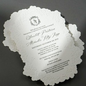 Tarjetas de Invitación de Boda Modernas y Ecológicas de Papel de Algodón con Estampado Dorado, Impresión Tipográfica, Forma Irregular, Barnizado Mate, Creativas en 3D - Product Image 6