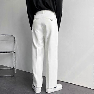 Pantalones <span class=keywords><strong>de</strong></span> Traje <span class=keywords><strong>de</strong></span> Pierna Ancha <span class=keywords><strong>para</strong></span> <span class=keywords><strong>Hombre</strong></span>, Blancos, Ajustados, Sin Arrugas, <span class=keywords><strong>para</strong></span> Negocios, Bodas, Estilo Coreano - Product Image 5