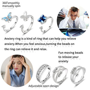 Multistyle Rotating <b>Rings</b> Pave <b>Set</b> Zircon Copper Adjustable Rotating Butterfly Anxiety Relief Jewelry For Woman And <b>Man</b> - Product Image 2