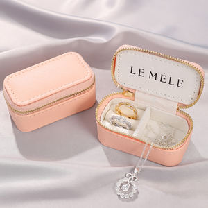 Personal Logo Customized Hot Sale Mini Travel Leather Zipper Necklace Jewelry <b>Box</b> <b>Earring</b> Storage Jewelry Popular Jewelry <b>Box</b> - Product Image 6