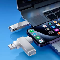 Flash Drive USB Metal 1 Tb Kecepatan Tinggi dengan Cetak Logo Kustom Antarmuka USB 2.0/3.0 Warna Perak Hitam Merek Zhisenova