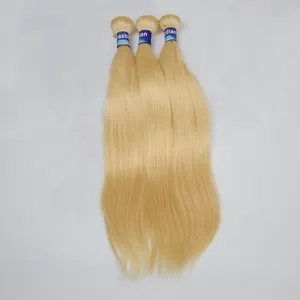 Venta caliente 100% paquetes de cabello humano Rubio cuerpo recto onda cabello 613 paquetes de cabello humano