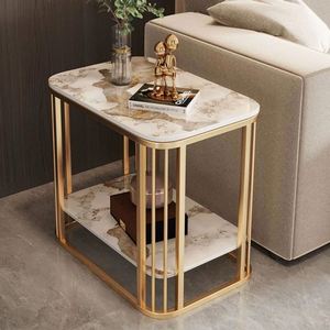 Mesa de Centro Moderna de Losa de Roca para Sala de Estar, Mesa de Centro Pequeña Cuadrada para el Hogar, Combinación de Mesas de Centro - Product Image 1