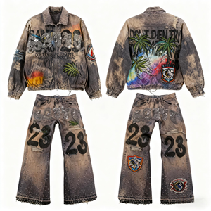 <span class=keywords><strong>Veste</strong></span> de <span class=keywords><strong>motard</strong></span> <span class=keywords><strong>vintage</strong></span> personnalisée, style streetwear, avec trous, patchwork, délavée, <span class=keywords><strong>veste</strong></span> en jean déchirée à manches longues pour homme - Product Image 3
