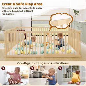 Grand <span class=keywords><strong>parc</strong></span> pour <span class=keywords><strong>bébé</strong></span> <span class=keywords><strong>pliable</strong></span> en <span class=keywords><strong>bois</strong></span>, barrière de sécurité réglable, design moderne pour la maison, l'école, le <span class=keywords><strong>parc</strong></span>, la salle à manger, pour bébés et tout-petits - Product Image 3