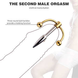 ของเล่นผู้ใหญ่เพศชายการสำเร็จความใคร่ด้วยตนเองโดยใช้เหล็กสแตนเลสแท่งกลวงทำให้เกิดเสียงเสียบสายสวนลูกปัดขยายท่อปัสสาวะ - Product Image 2