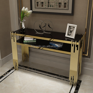 Table <span class=keywords><strong>console</strong></span> longue avec plateau en <span class=keywords><strong>verre</strong></span> de haute qualité, en <span class=keywords><strong>acier</strong></span> inoxydable, meubles d'intérieur - Product Image 3
