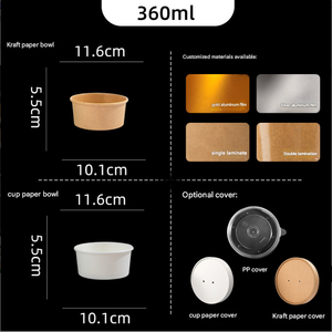 Bol alimentaire en papier jetable avec couvercle pliable pour un transport facile - Product Image 2