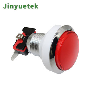 Bouton poussoir d'arcade momentané rond en plastique plaqué argent de 45 mm, prix de gros JY, modèle PB-45R, pour machines distributrices - Product Image 5