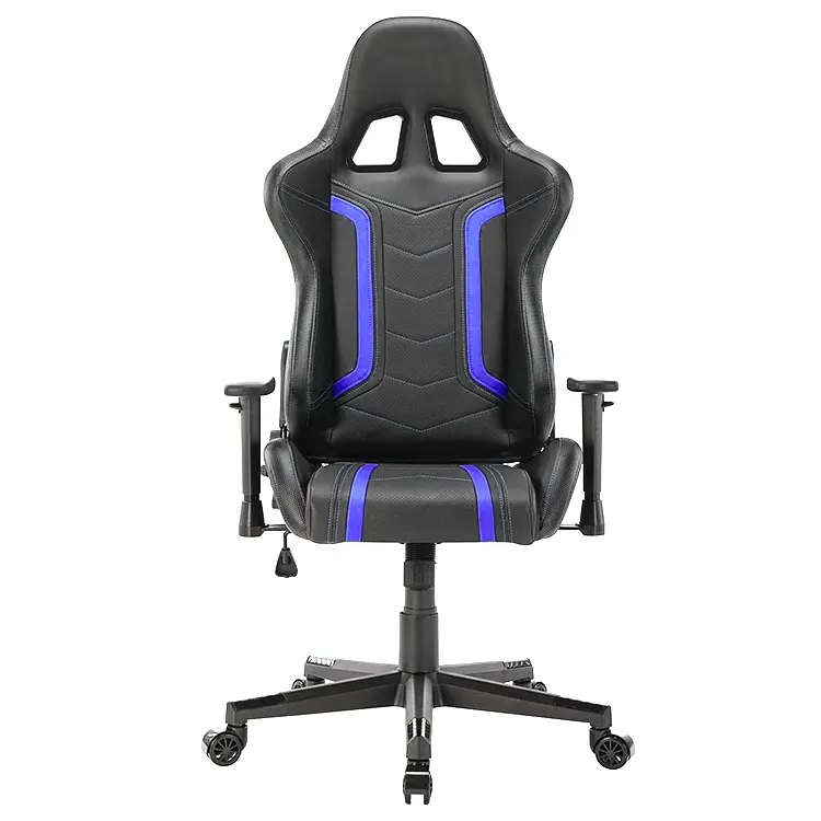 Custom Logo Móveis Escritório Computador PU Leather Lift Neck Lombar Soft Hard Gaming Seat Azul Racing Gaming Chair para Adultos