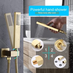 Sistema doccia con montaggio a soffitto a getto corporeo rubinetto doccia termostatico a 4 vie Set completo con 6 getti massaggianti per il corpo e rubinetto - Product Image 4