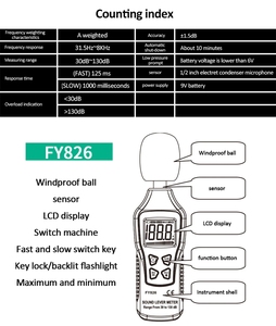 Fy826 LCD đèn nền âm thanh mức độ mét Max/min chế độ Decibel tiếng ồn Thiết bị đo âm thanh mét - Product Image 5