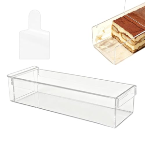 Boîte de rangement pour tiramisu en plastique écologique, durable, adaptée aux aliments, résistante au four, avec couvercle transparent - Product Image 1