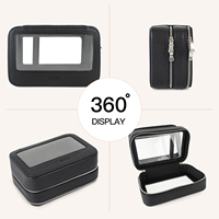 NOVOTE Trousse de Maquillage Personnalisée en Cuir PU Grande Capacité avec Fermeture Éclair, Imperméable, Doublure Transparente en PVC, Double Couche, Tendance et Portable