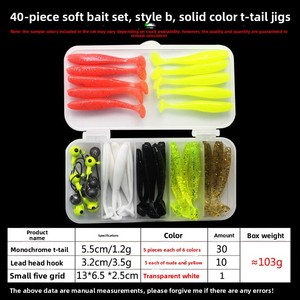 Set de 40 señuelos blandos de PVC con anzuelos de plomo pintados de color nude, transparentes, en 5 cajas - Product Image 3