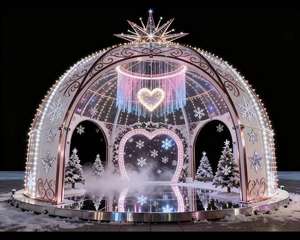 عرض قوس ومتاهة بإضاءة LED خارجية بتصميم ندف الثلج لعيد الميلاد وعيد الشكر، مناسب للحدائق الترفيهية وديكورات حفلات الزفاف - Product Image 3