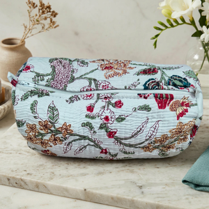 Bohemian Style Textile <b>Makeup</b> Storage Bag With Artistic Geometric Design Durable Fabric Secure Zipper Closure <b>Compact</b> Portable - Product Image 1