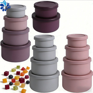 Boîte à bento ronde en silicone avec couvercle, compatible micro-ondes, hermétique, pour le stockage des pique-niques - Product Image 3