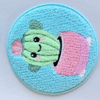 Placement de table ronde de cactus de gros OEM Placement de logo en tissu de sous-verres en chenille brodés