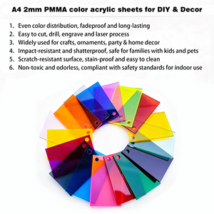Plaque en <span class=keywords><strong>acrylique</strong></span> colorée en gros A4 210x297mm 2mm PMMA pour loisirs créatifs, décoration artistique, fournitures de fête, usine OEM - Product Image 2