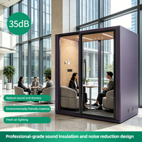 Cabine de bureau insonorisée professionnelle et moderne - Cabine d'intimité mobile avec hauteur réglable et éclairage LED pour bureaux, immeubles, centres commerciaux et réunions