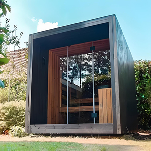 Sauna électrique extérieur avec vestiaire - Design finlandais, fenêtre en verre, durable - Product Image 5