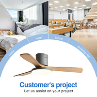 Ventilateur de plafond moderne intelligent Wi-Fi électrique avec éclairage, 3 pales en bois, 36 pouces, ventilateur contemporain avec lumières