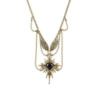 Collier unisexe créatif style punk avec ailes d'ange, croix, cœur à pampilles, géométrique simple, vintage, gothique, hip-hop