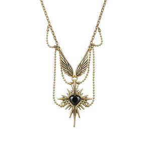 Collana Creativa con <span class=keywords><strong>Ali</strong></span> d'Angelo e Croce, Stile Punk, Geometrica Semplice, Vintage Gotico, Hip Hop, con Ciondolo a Cuore e Nappa, Unisex - Product Image 5