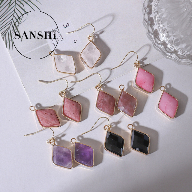 Popular Style Fashion Earrings Natural Amethyst Stone Jewelry Women Earrings