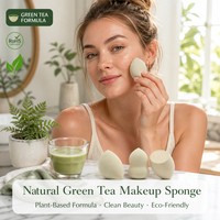 Éponge de maquillage végétale JLY en forme de gourde, douce, à pores fins, avec extrait de thé vert, pour fond de teint