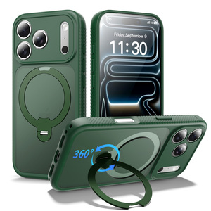 Étui support anneau pour <span class=keywords><strong>iPhone</strong></span> 17 Pro Coque de téléphone 360 °   Coque de téléphone antichoc fine et mate avec support rotatif pour <span class=keywords><strong>iPhone</strong></span> 17 Pro Max - Product Image 3