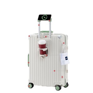 Valise trolley PC Dula 24 pouces avec chargeur USB et porte-gobelet pour voyage, roulettes pivotantes unisexes, bagage cabine - Product Image 5