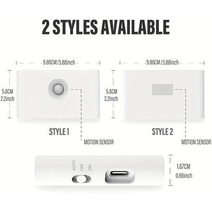 مصباح ليلي ذكي بمستشعر حركة، شحن لاسلكي مغناطيسي، منفذ Type-C، بطارية 300 مللي أمبير، 2700 كلفن، 0.2 واط، إضاءة دافئة بيضاء للحائط وجانب السرير والخزانة - Product Image 2