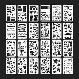24 pezzi modello di <span class=keywords><strong>disegno</strong></span> stencil con numero di <span class=keywords><strong>lettera</strong></span> stencil con lettere e numeri fai da te con custodia per Notebook - Product Image 6