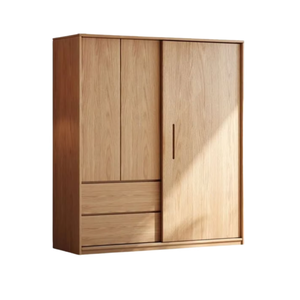 El armario de madera Oron ofrece un diseño atemporal, almacenamiento inteligente y la elegancia de la madera natural para espacios de vida modernos. - Product Image 6