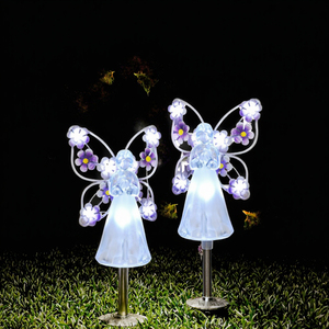 Luces Solares de Jardín con Forma de Ángel, Paquete de 2, LED IP65, Impermeables, de Acero Inoxidable para Exteriores, con Sensor de Luz, Regulables, Decoración para Patio y Cementerio - Product Image 3