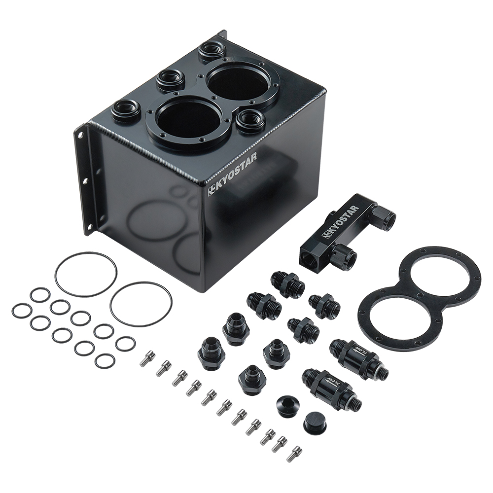 KYOSTAR High Flow Logo Service 3L Aluminum Dual Fuel Surge Tank