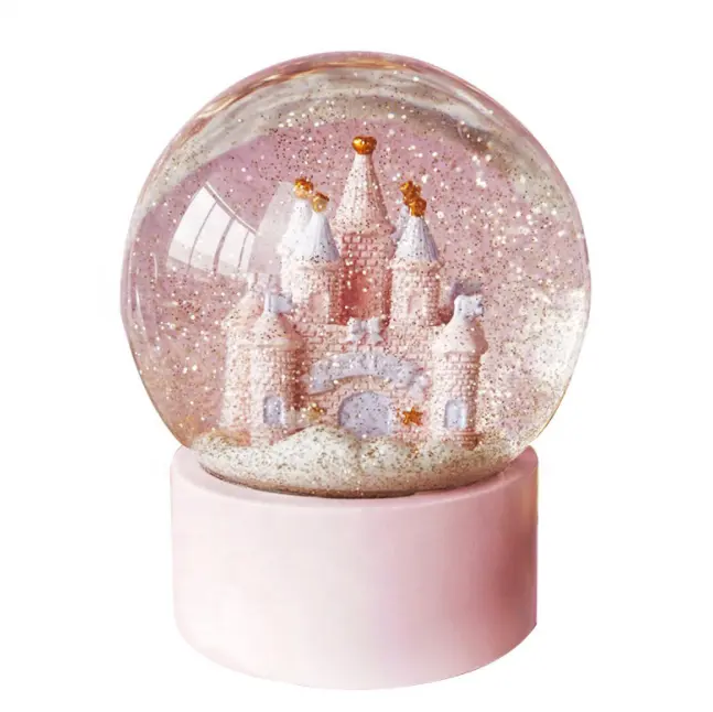 Globi di neve del castello di natale per il regalo di compleanno della ragazza del ragazzo, carillon moderno del globo dell'acqua di scintillio della cupola di scintillio di vetro della principessa