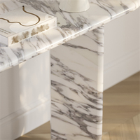 Newstar Meubles de salon Table de couloir ovale Table d'entrée moderne Tables console en marbre travertin