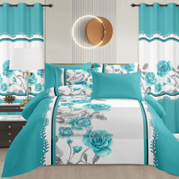 Parure de lit personnalisée 8 pièces imprimée florale avec drap-housse à poches profondes de 14 pouces, drap plat, taies d'oreiller et rideaux – Draps de lit en gros