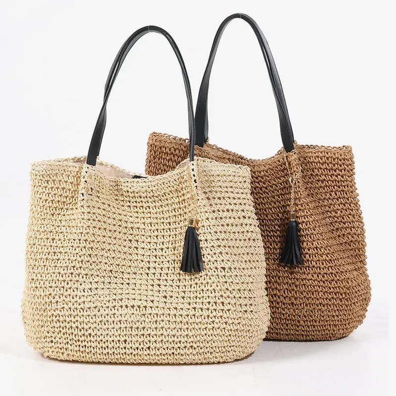 Tote bag single shoulder trend beach bag paper straw bag with tassel fashion customized design