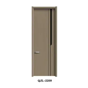 ประตูไม้เนื้อแข็งเป็นมิตรกับสิ่งแวดล้อมห้องนอนประตูไร้สีประตูแผงคริสตัลคาร์บอนไม้เนื้อแข็ง