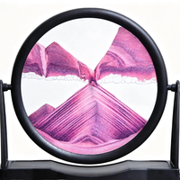 Tableau d'art créatif 3D à sable mouvant, en verre trempé rond, Paysage marin profond, Décoration de bureau, Artisanat de décompression, Cadeau