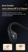 Écouteurs sans fil à conduction aérienne à design exclusif, tour de cou, avec crochet d'oreille, Bluetooth 5.2, pour le sport